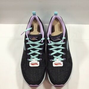Skechers Black and Purple Sneakers with Mesh Design